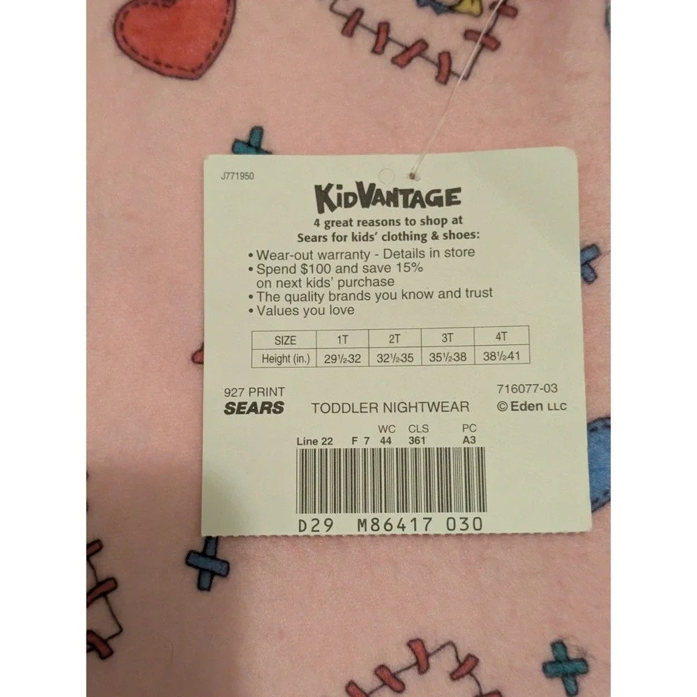 Vtg NWT Kid Vantage Paddington Bear Pink Blanket Sleeper Footed‎ Pajamas 3T USA